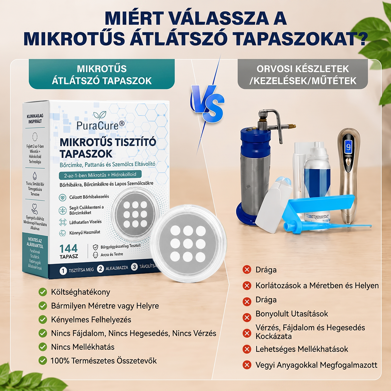👉 PuraCure® 2 az 1-ben mikrotűs és hidrokolloid tapasz🧑‍⚕️ | Kiálló anyajegyek, aknék, lapos szemölcsök és bőrnövedékek eltávolítására | Segít csökkenteni a ráncokat, hegeket és bőrhibákat | Láthatatlan tapasz az arcra és testre