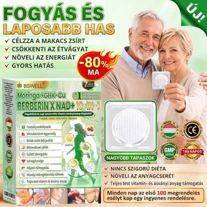 🔥Hivatalos Áruház |🍀BSWELL® Moringa × Berberin × NAD+ 10 az 1-ben Nano Mikrotűs Tapasz (Naponta egyszer, látható változások 7 nap után) ✅ Elhízás, megereszkedett bőr, cukorbetegség, alvási apnoé, ízületi problémák